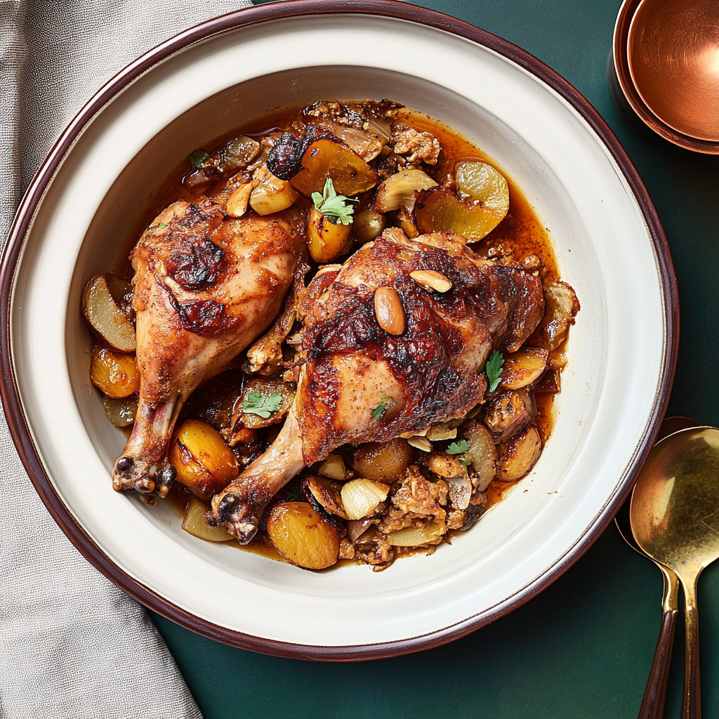 Recipe preparation for Slow Cooker Moroccan Spiced Turkey Leg with Apricots & Almonds