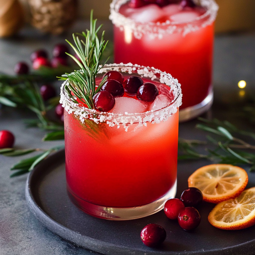 Recipe preparation for cranberry Christmas Margaritas