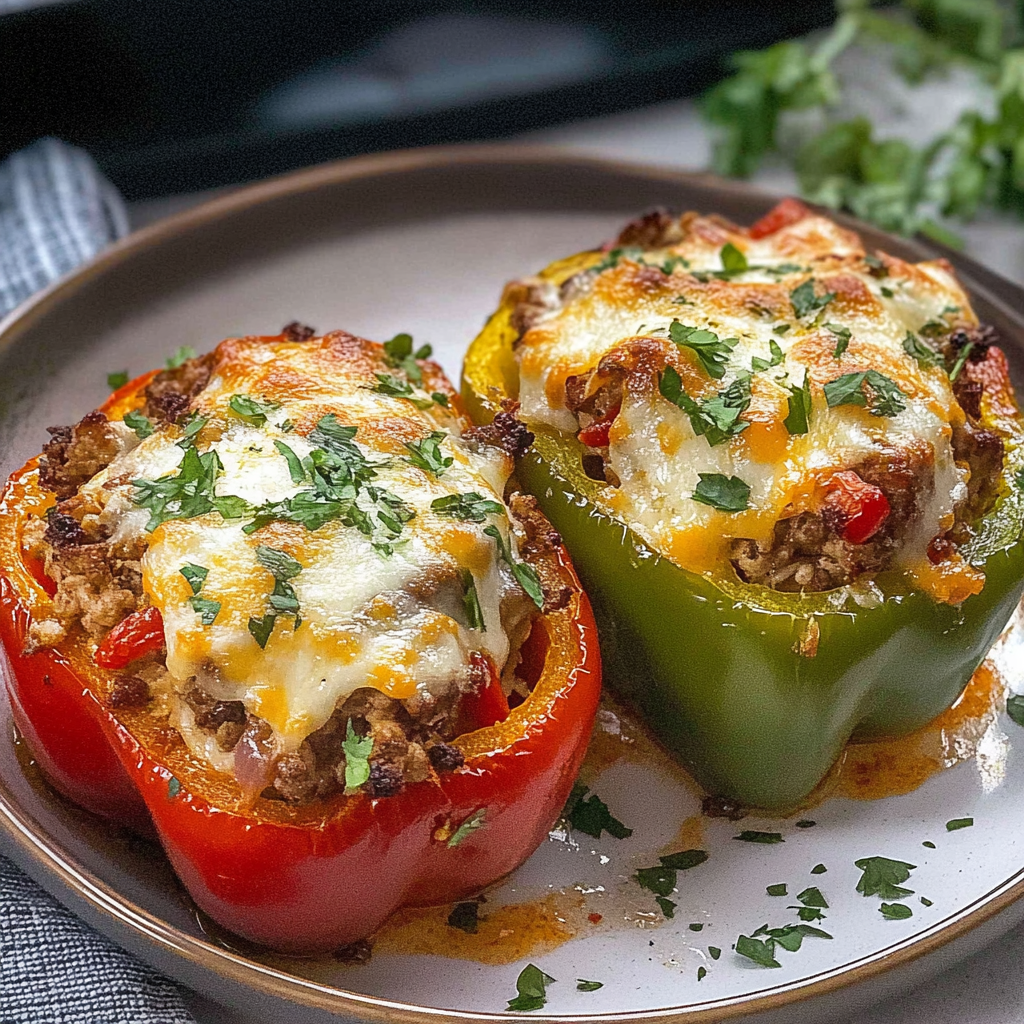 Recipe preparation for Ground Chicken Stuffed Peppers