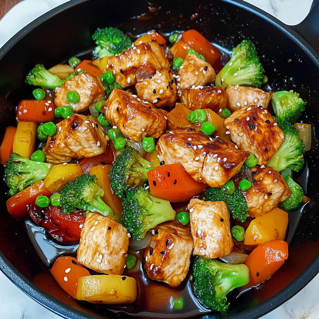 Recipe preparation for Teriyaki Salmon Stir Fry