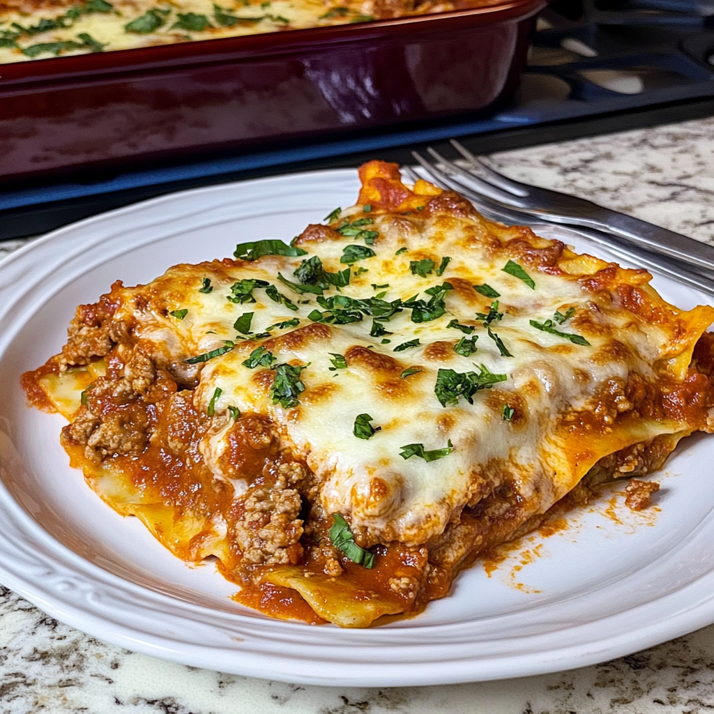 Recipe preparation for Ground Beef Sheet Pan Lasagna