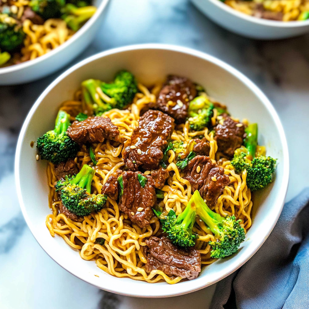 Recipe preparation for Beef and Broccoli Instant Pot Ramen