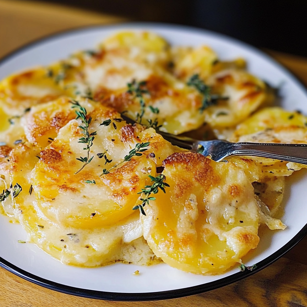Recipe preparation for Cheesy Scalloped Potatoes