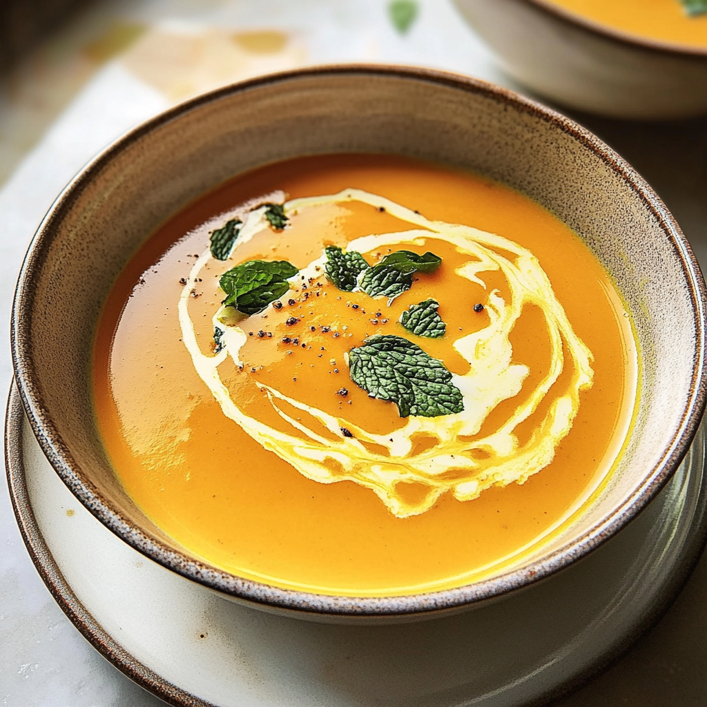 Recipe preparation for Easy Sweet Potato Turmeric Soup with Coconut Milk