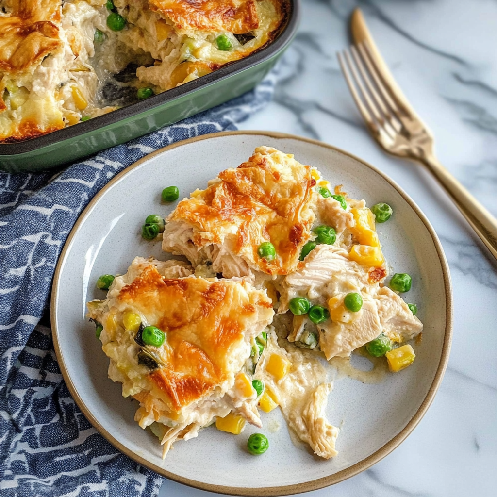 Recipe preparation for Chicken Pot Pie Bubble Up Casserole