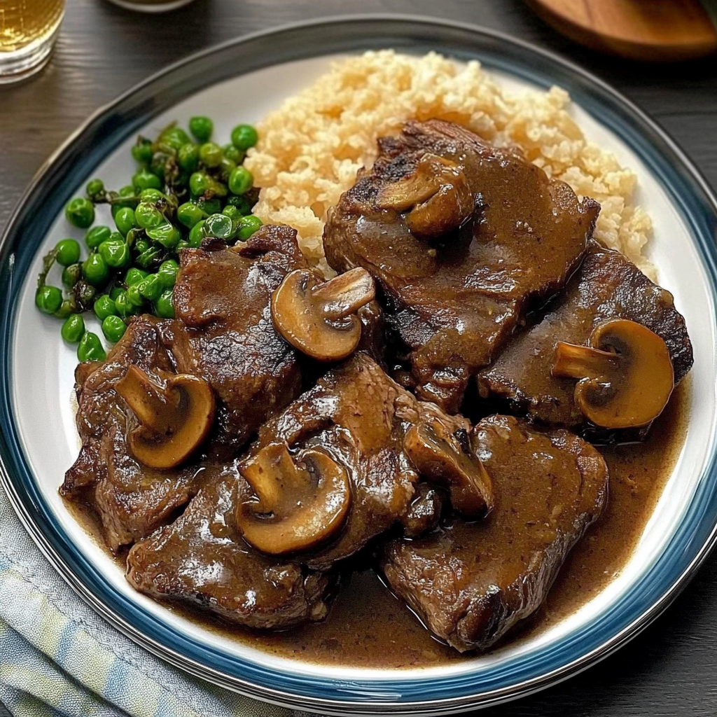 Recipe preparation for Beef Tenderloin Tips in Mushroom Gravy