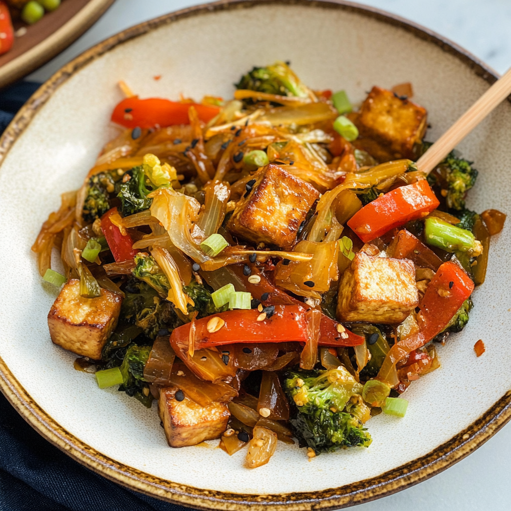 Recipe preparation for Healthy Cabbage Tofu Stir-Fry