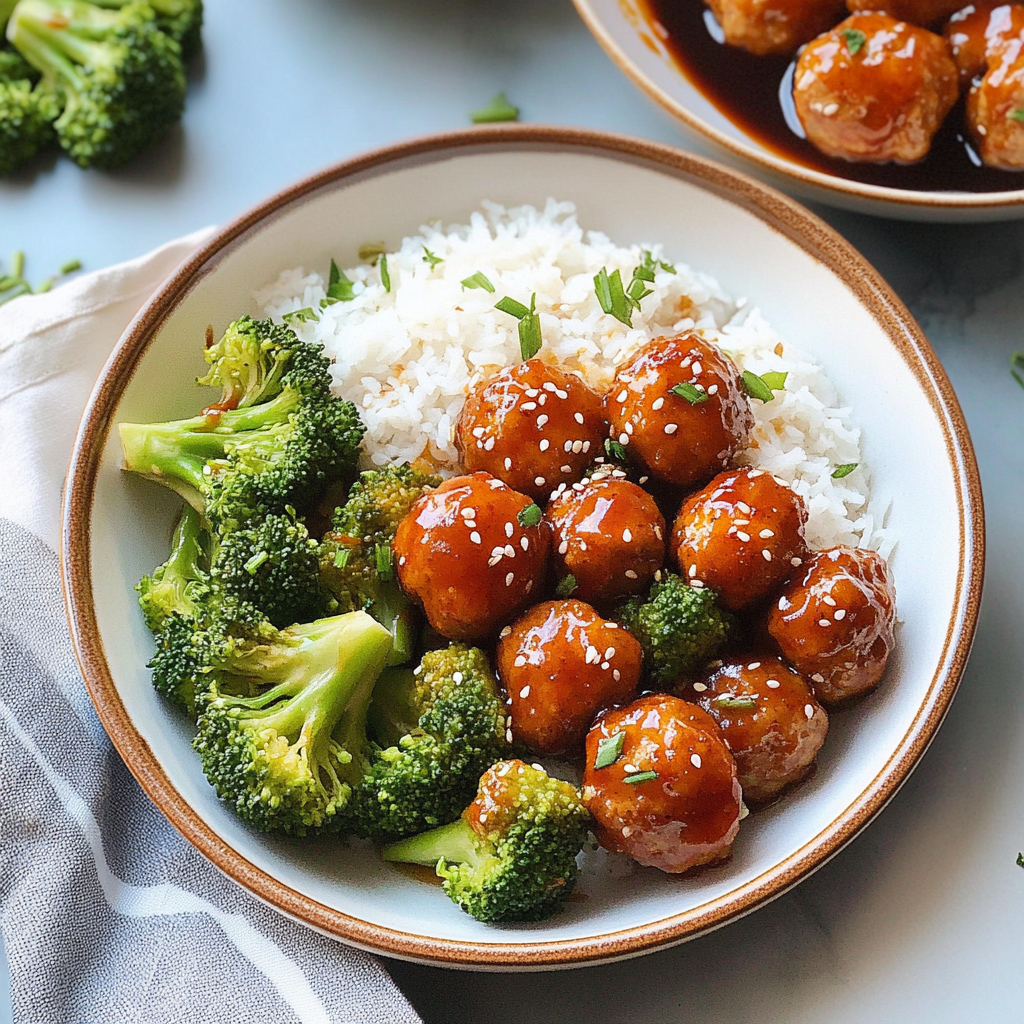 Recipe preparation for Sheet Pan Honey Sriracha Meatballs and Broccoli