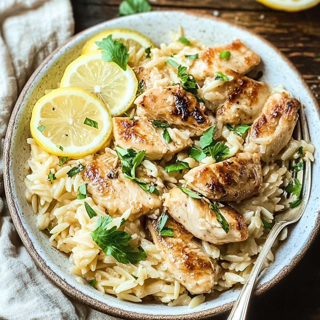 Recipe preparation for Slow Cooker Lemon Garlic Chicken and Orzo
