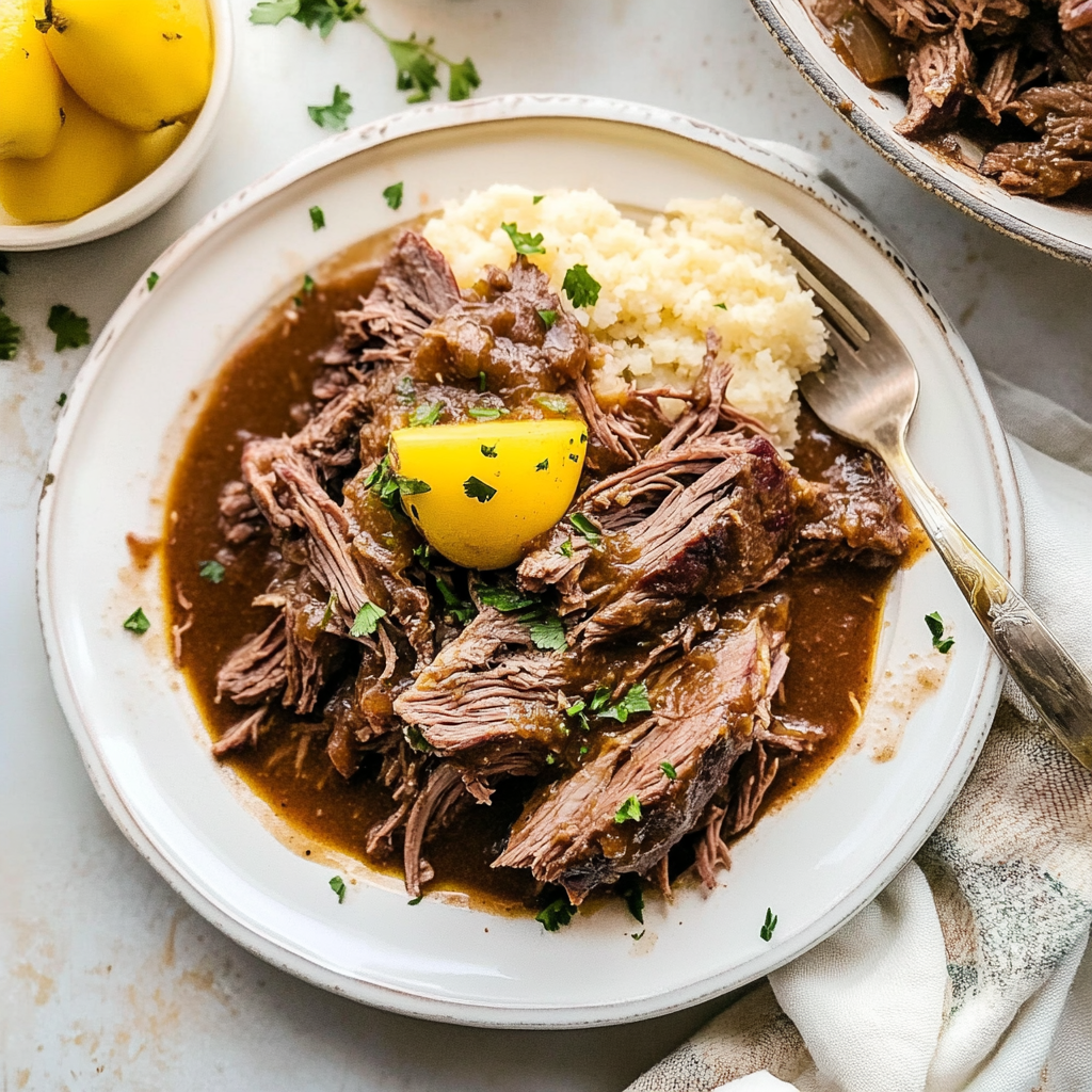 Recipe preparation for Slow Cooker Mississippi Pot Roast