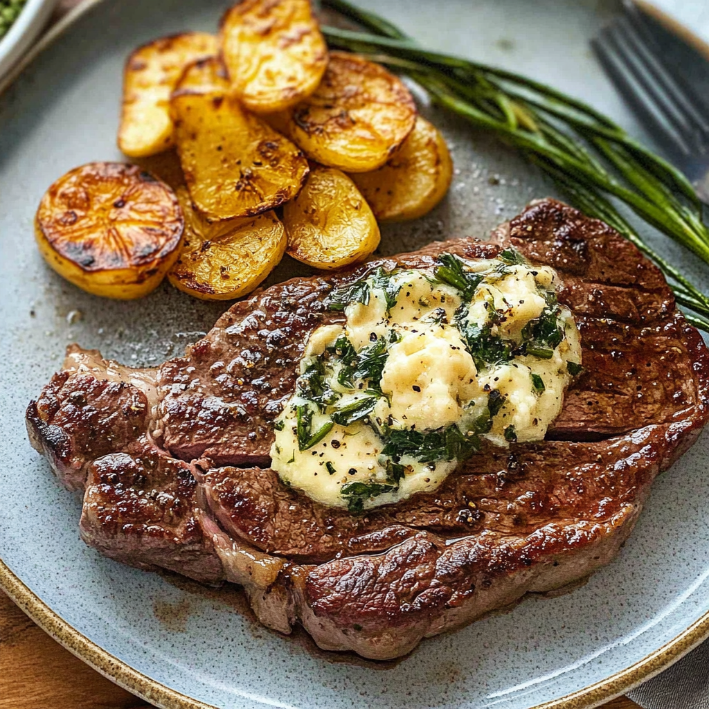 Recipe preparation for 30-Minute Pan-Seared Ribeye Steak with Herb Garlic Butter