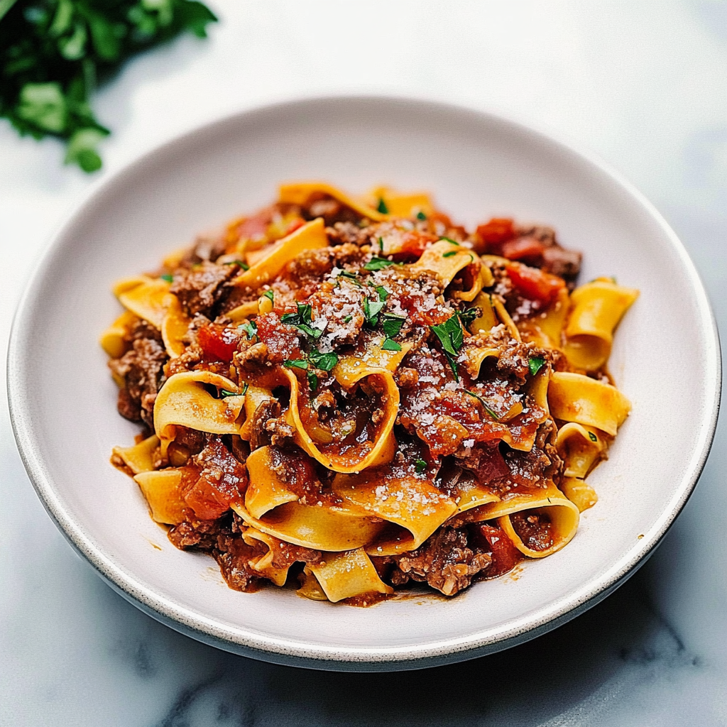 Recipe preparation for Slow Cooker Beef Ragu with Pappardelle Noodles
