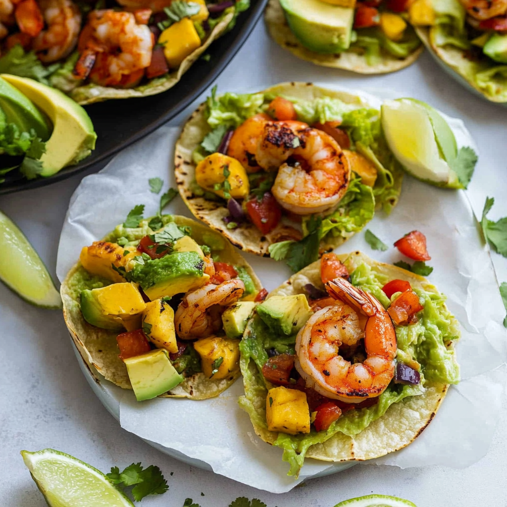 Recipe preparation for 30-Minute Healthy Shrimp and Avocado Tacos