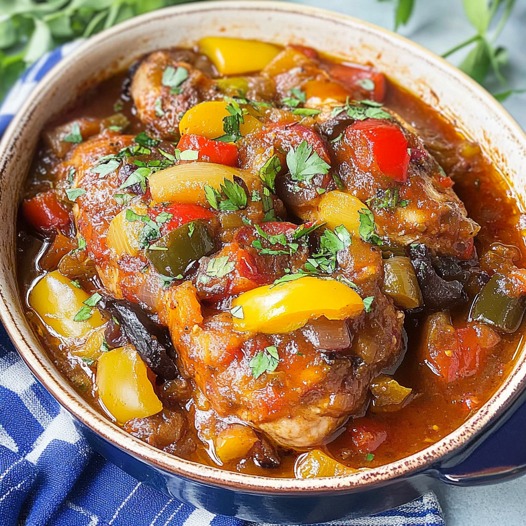 Recipe preparation for Instant Pot Chicken Cacciatore with Bell Peppers