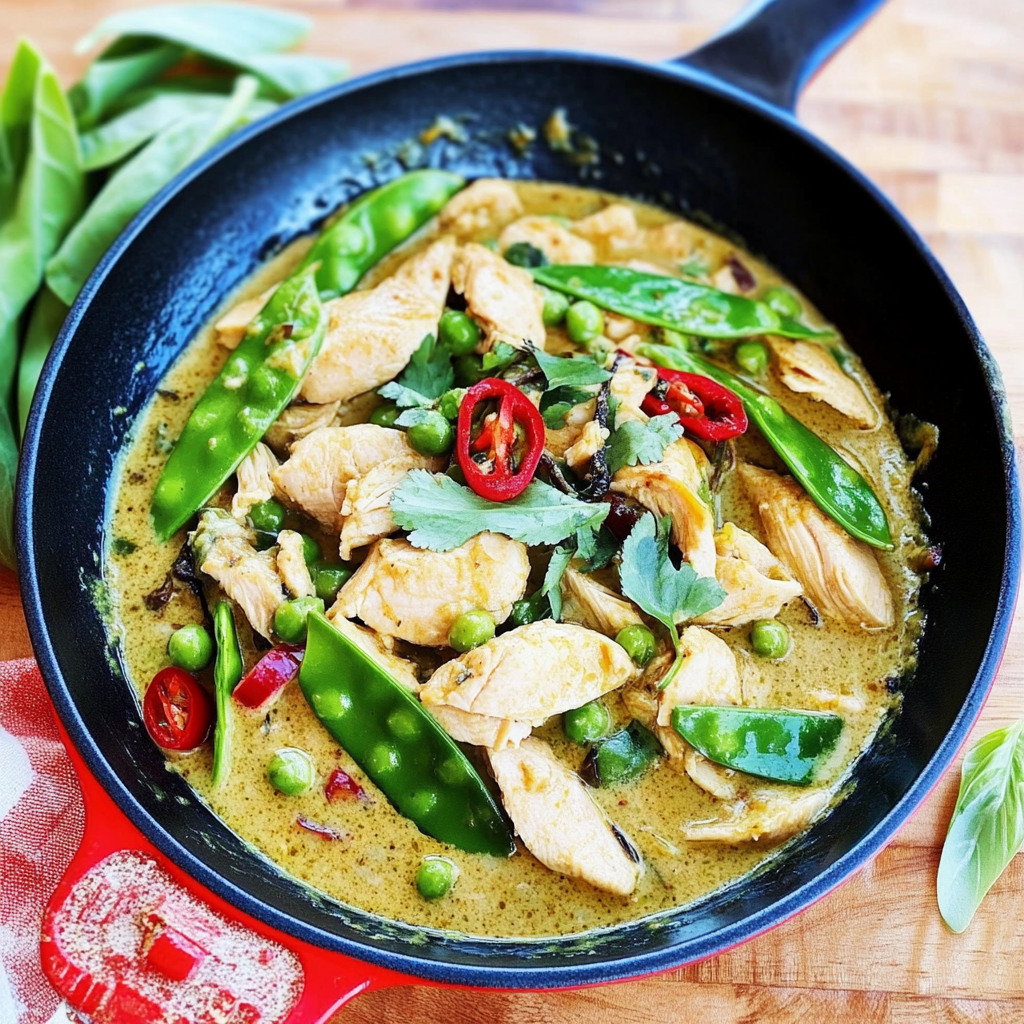 Recipe preparation for 30-Minute Thai Green Curry with Turkey and Snap Peas