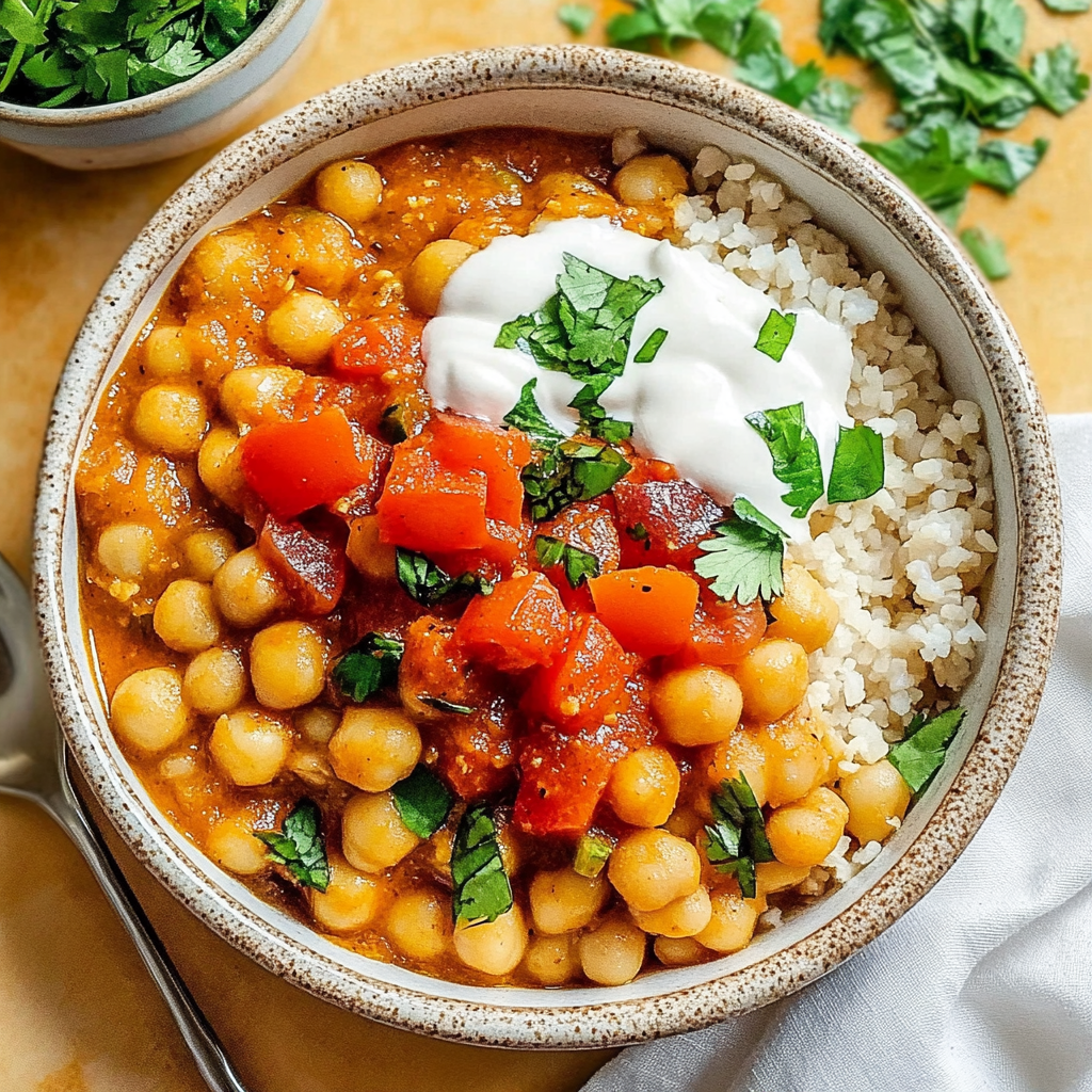 Recipe preparation for Slow Cooker Moroccan Spiced Chickpea bowls