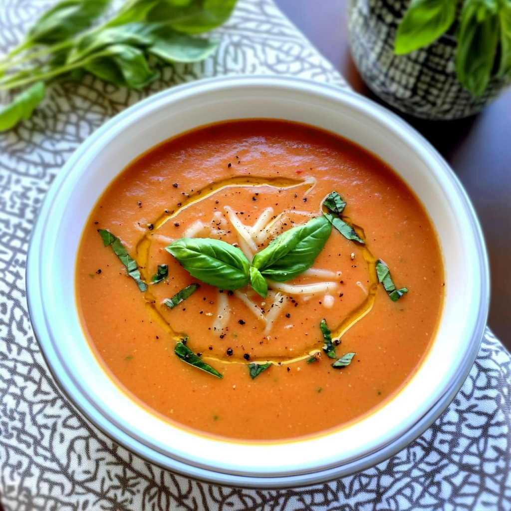 Recipe preparation for Instant Pot Creamy Tomato Basil Soup with Parmesan
