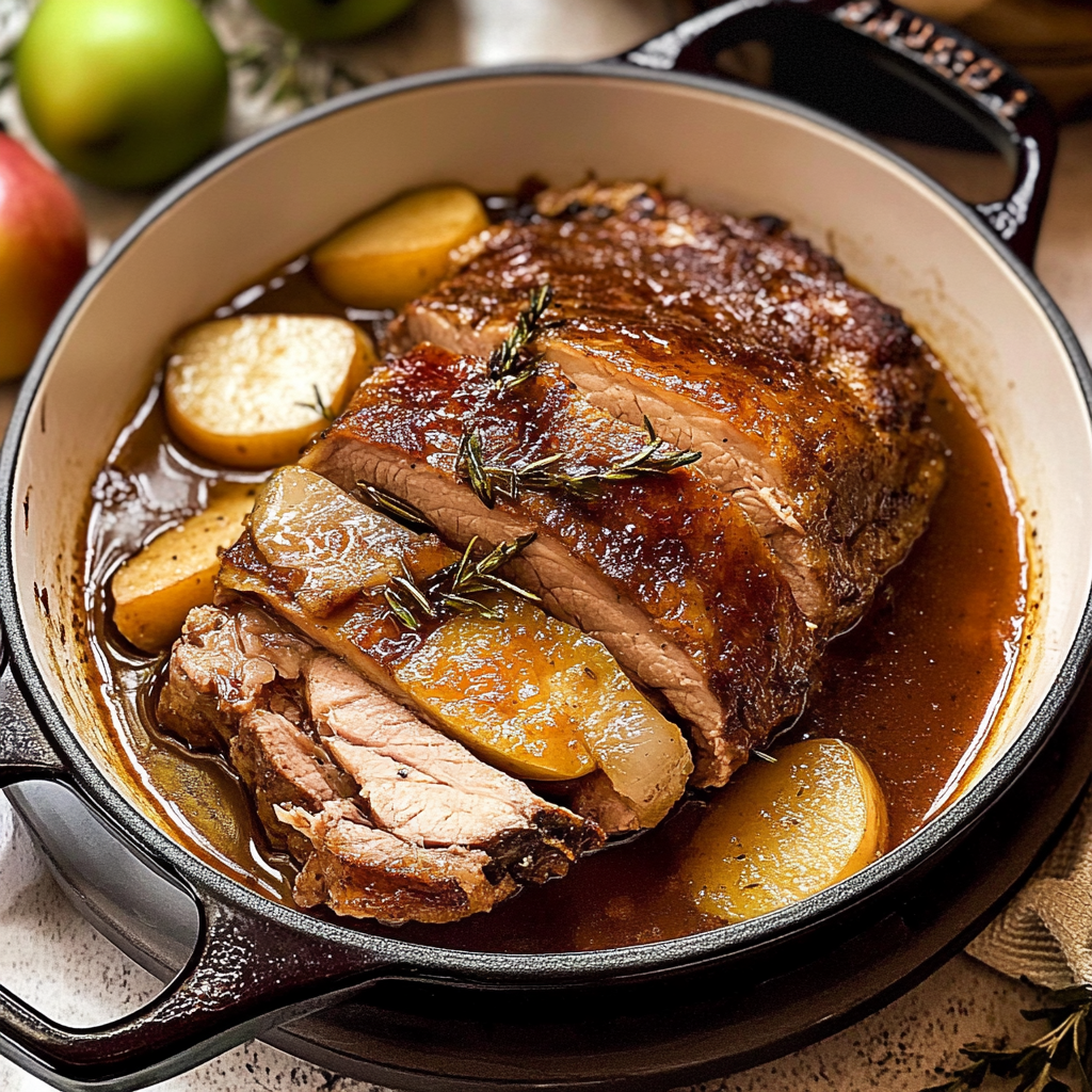 Recipe preparation for Slow Cooker Spiced Apple Cider Glazed Pork Roast