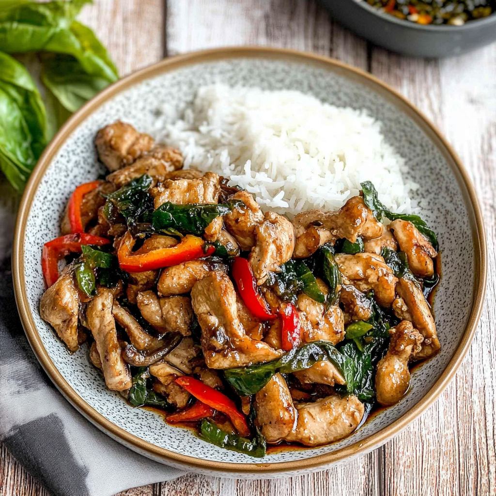 Recipe preparation for 30-Minute Spicy Thai Basil Chicken