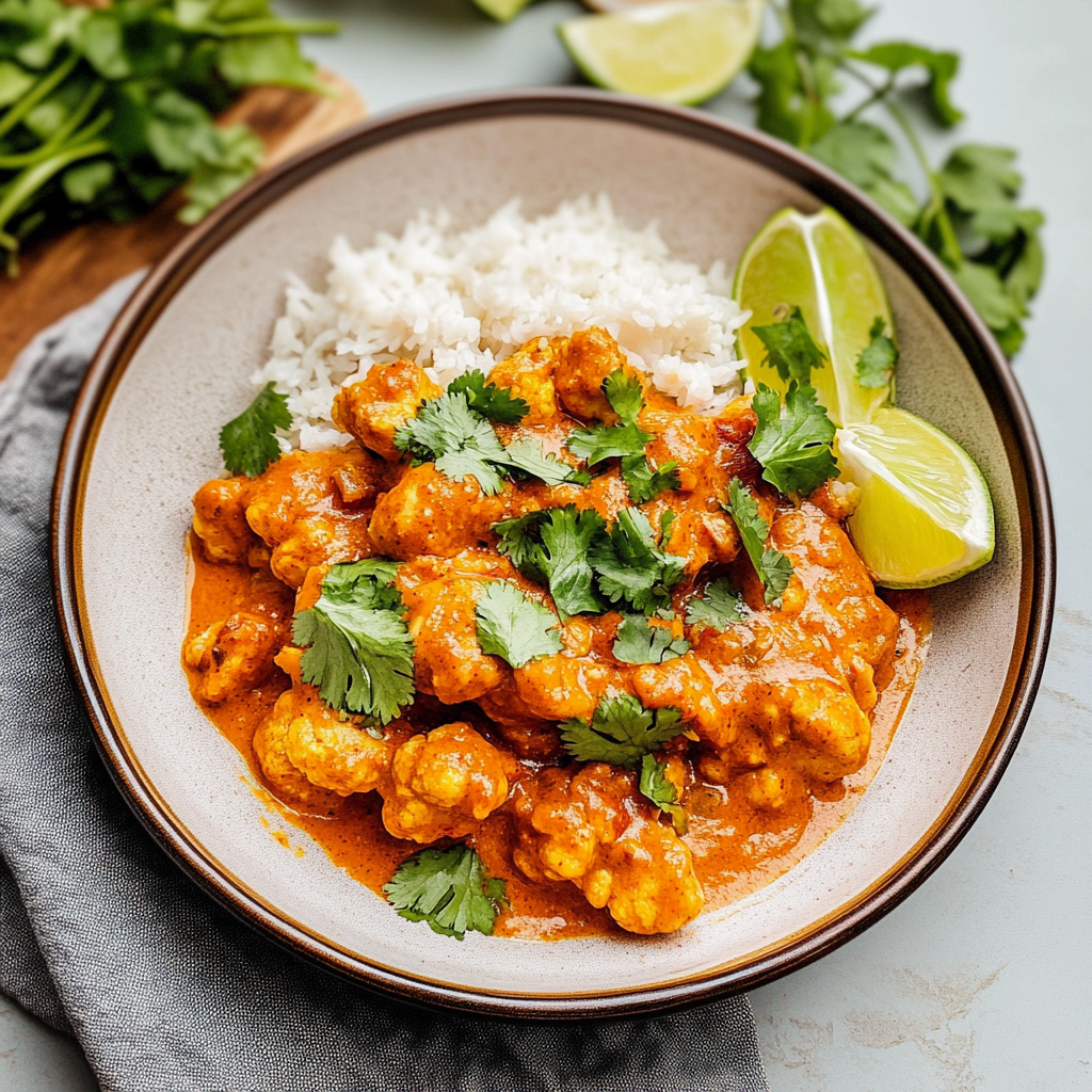 Recipe preparation for Instant Pot Butter Chicken with Cauliflower