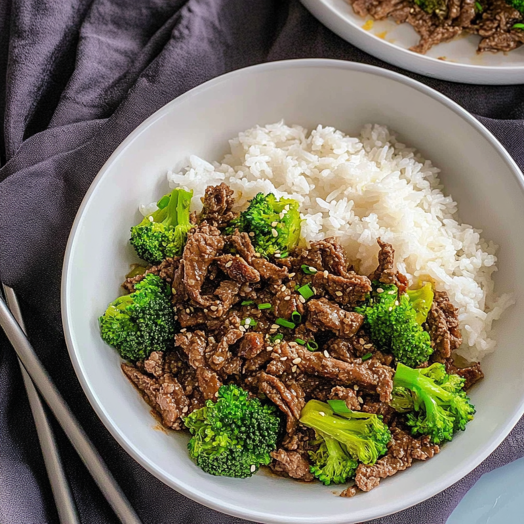 Recipe preparation for Instant Pot Beef and Broccoli with Jasmine Rice
