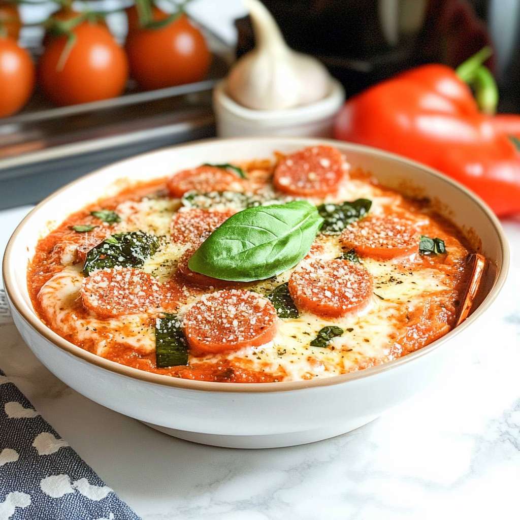 Recipe preparation for Creamy Pizza Soup