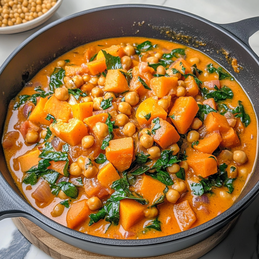 Recipe preparation for Slow Cooker Sweet Potato & Chickpea Stew