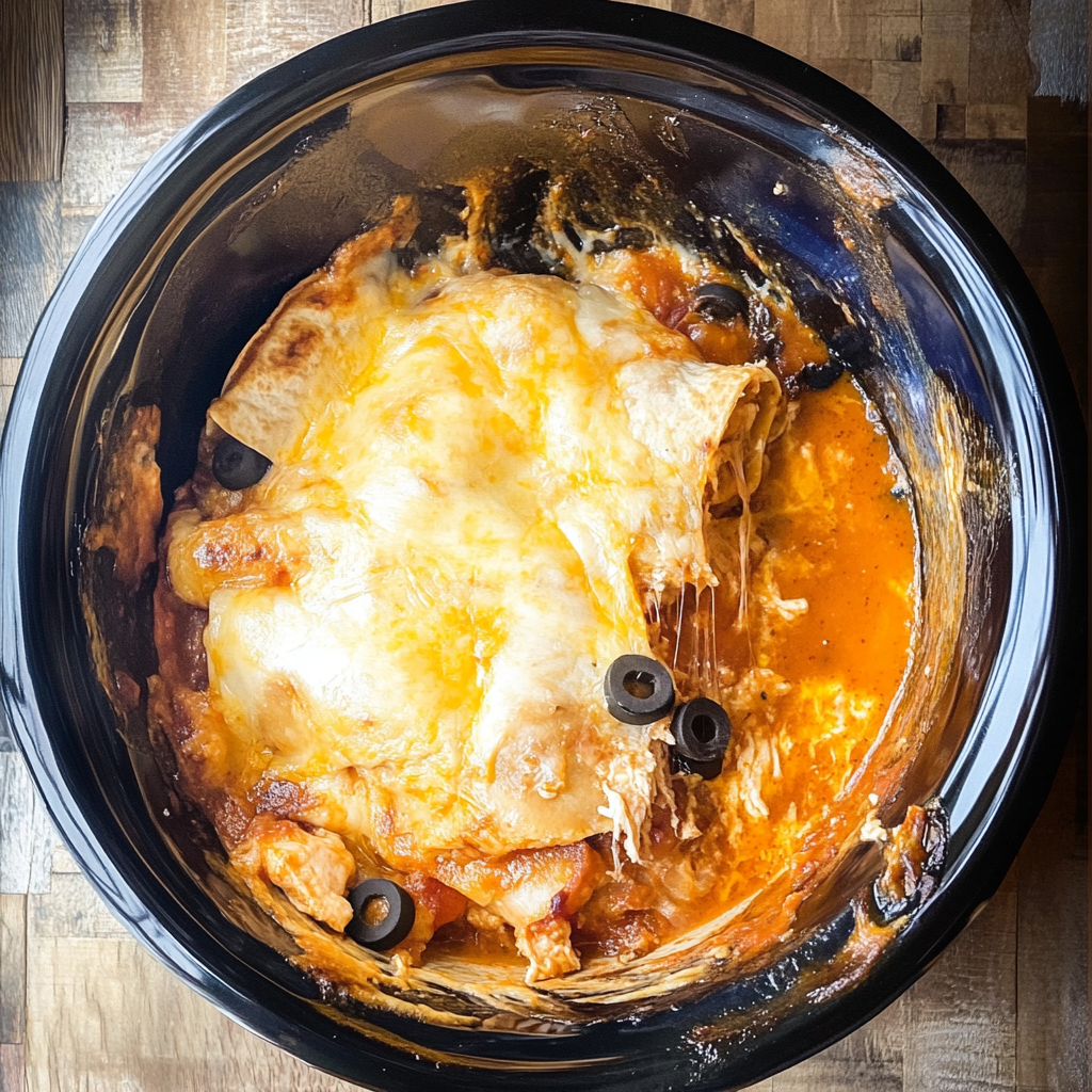 Recipe preparation for slow cooker chicken enchilada casserole