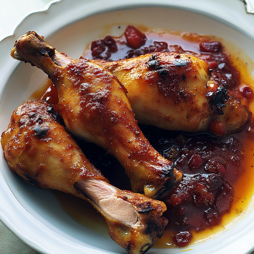 Recipe preparation for Crockpot Cranberry Glazed Turkey Legs