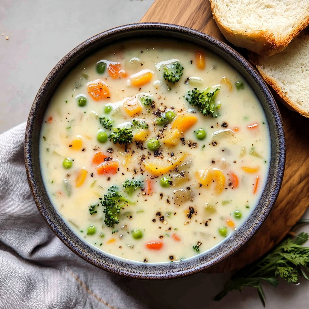 Recipe preparation for Creamy Vegetable Soup