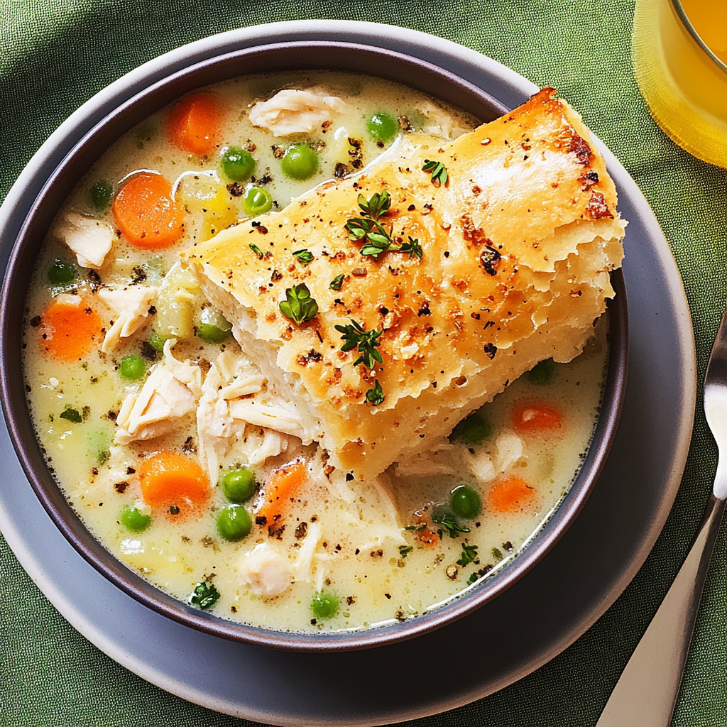 Recipe preparation for Quick Creamy Chicken Pot Pie Soup