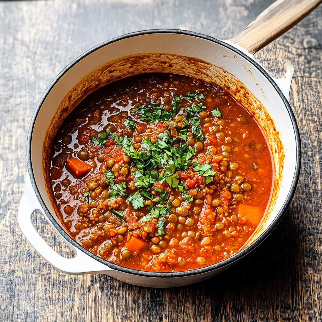 Recipe preparation for Instant Pot Spicy Chorizo and Lentil Soup