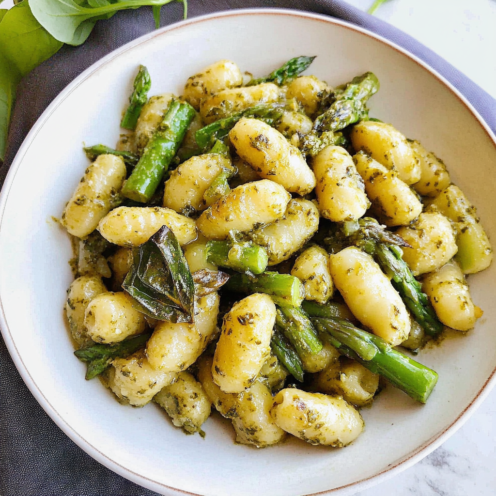 Recipe preparation for 30-Minute Pesto Gnocchi with Asparagus