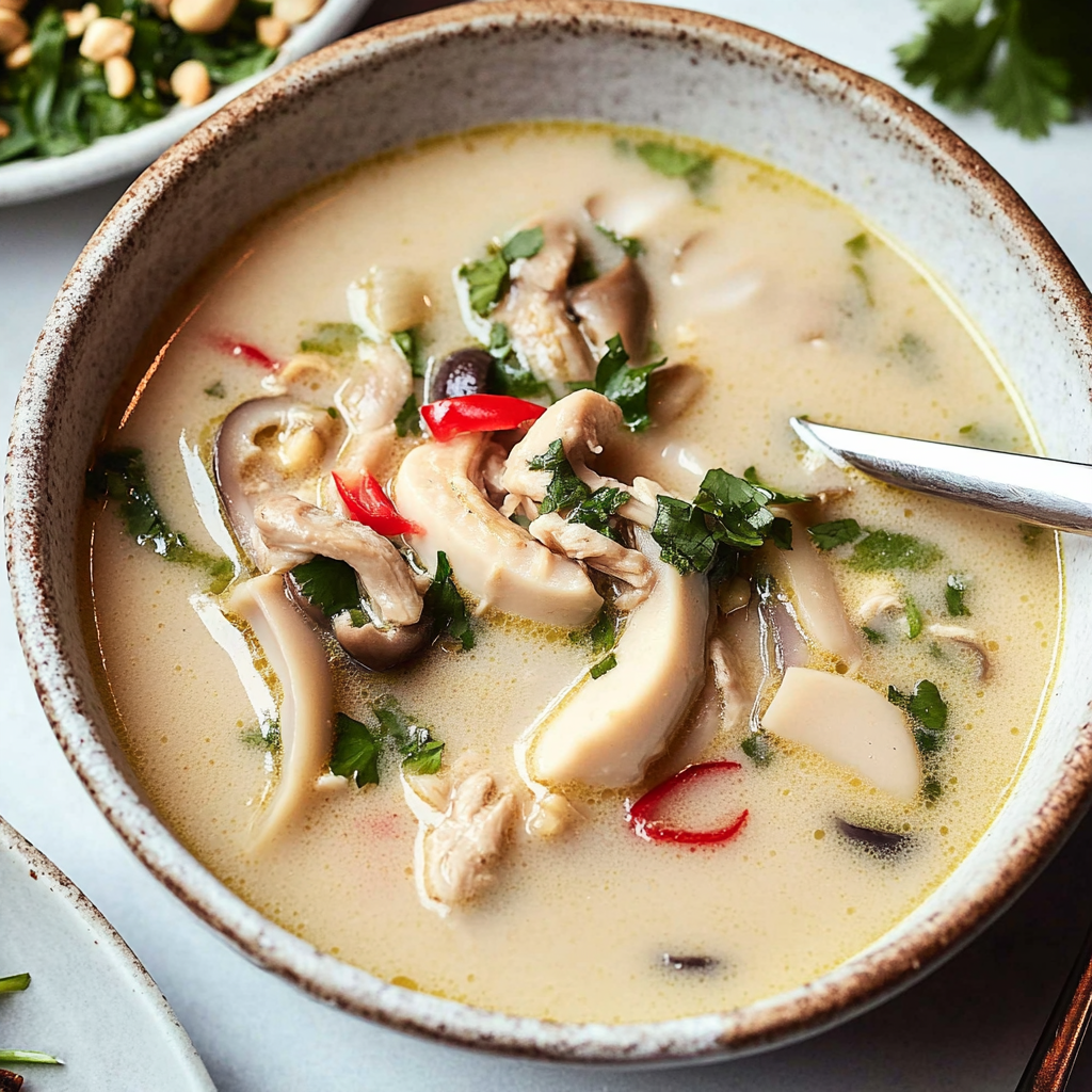 Recipe preparation for Instant Pot Thai Coconut Soup (Tom Kha Gai)