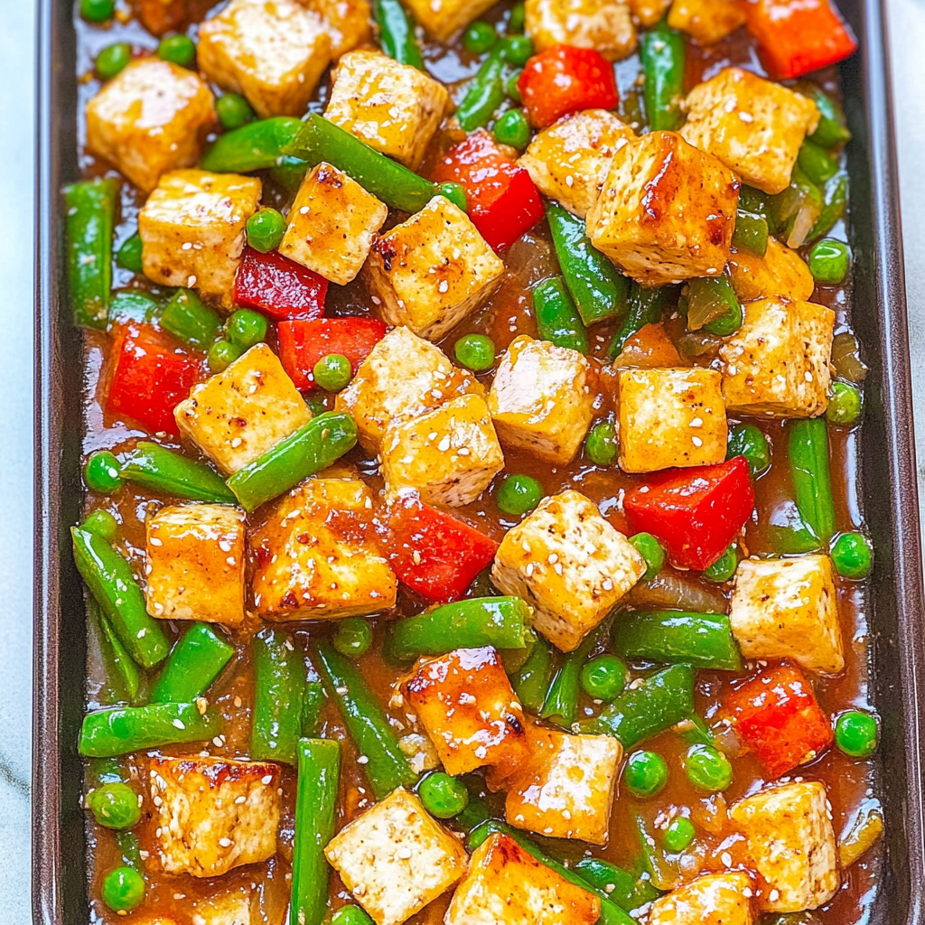 Recipe preparation for Sheet Pan Teriyaki Tofu with Snap Peas & Pineapple