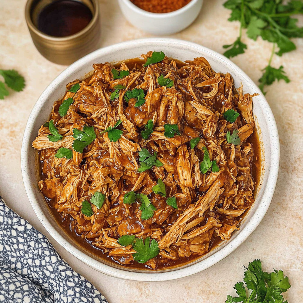 Recipe preparation for Slow Cooker Maple-Gochujang Pulled Chicken