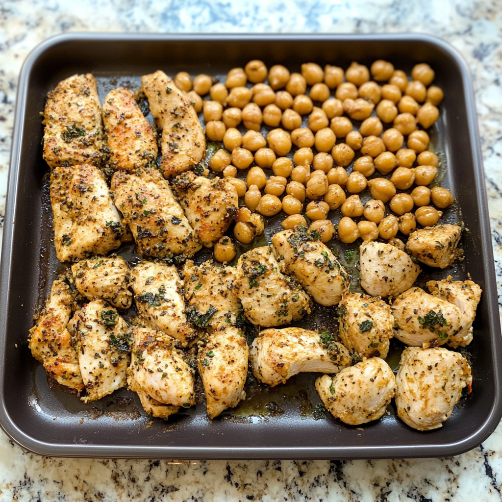 Recipe preparation for Sheet Pan Za’atar Chicken & Chickpeas
