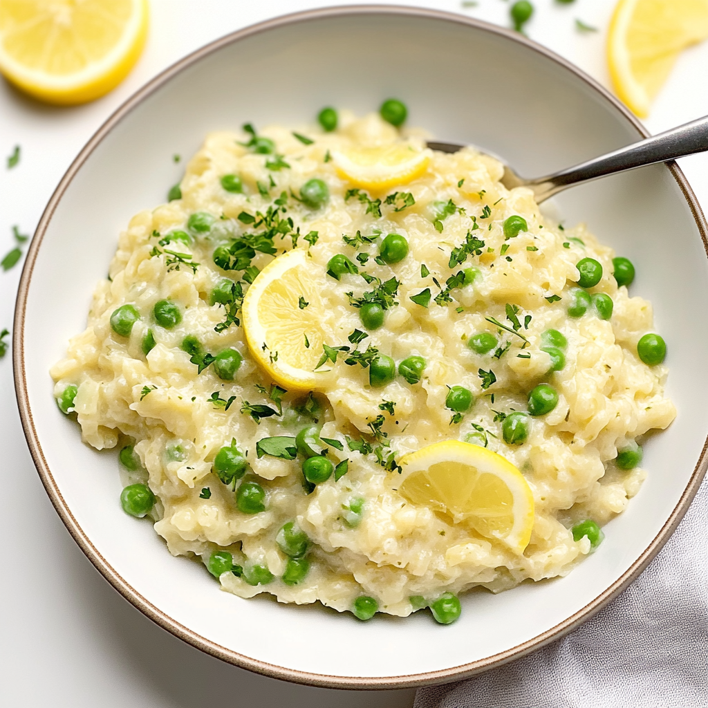 Recipe preparation for Instant Pot Creamy Risotto with Spring Peas