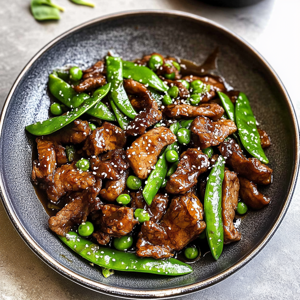 Recipe preparation for 30-Minute Healthy Beef Stir-Fry with Snow Peas
