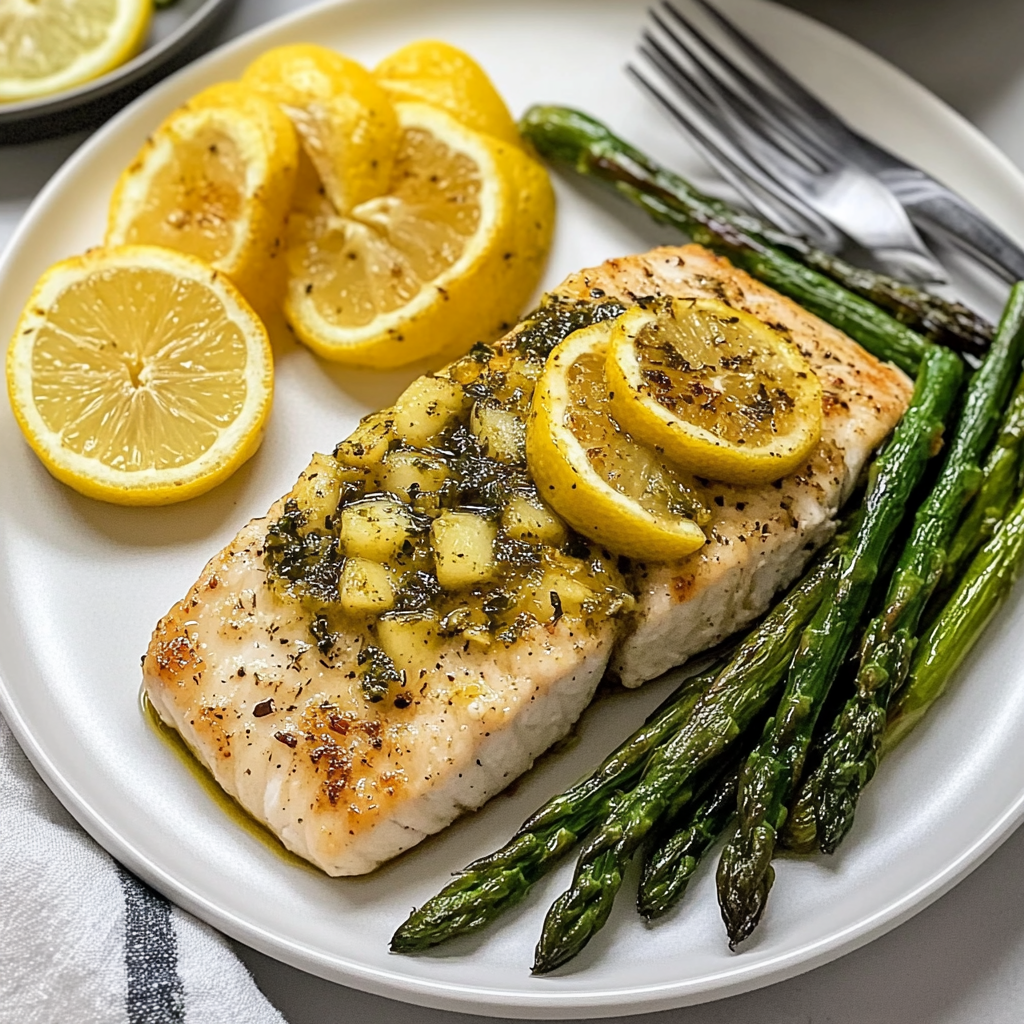 Recipe preparation for 30-Minute Pan-Fried Cod with Lemon Asparagus