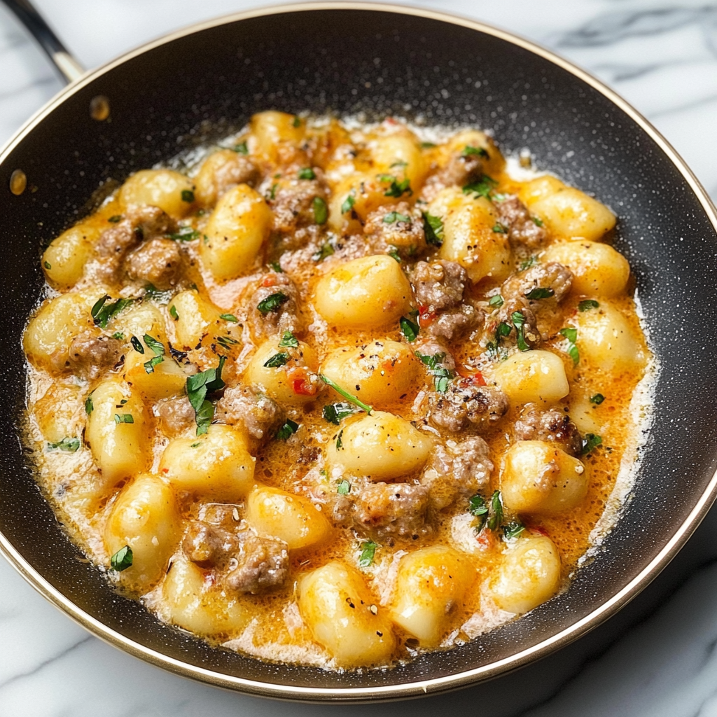 Recipe preparation for 30-Minute Spicy Sausage Gnocchi