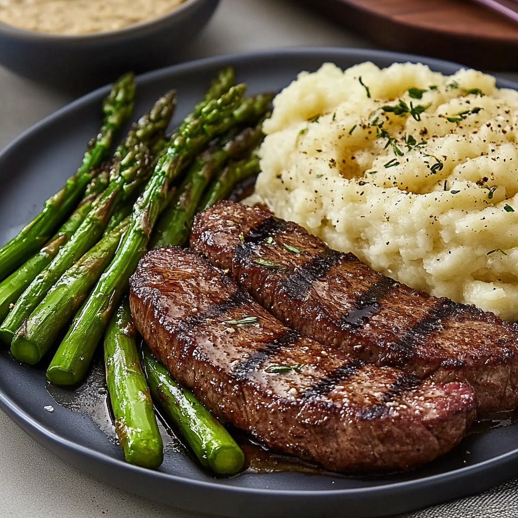 Recipe preparation for 30-Minute Steak and Asparagus
