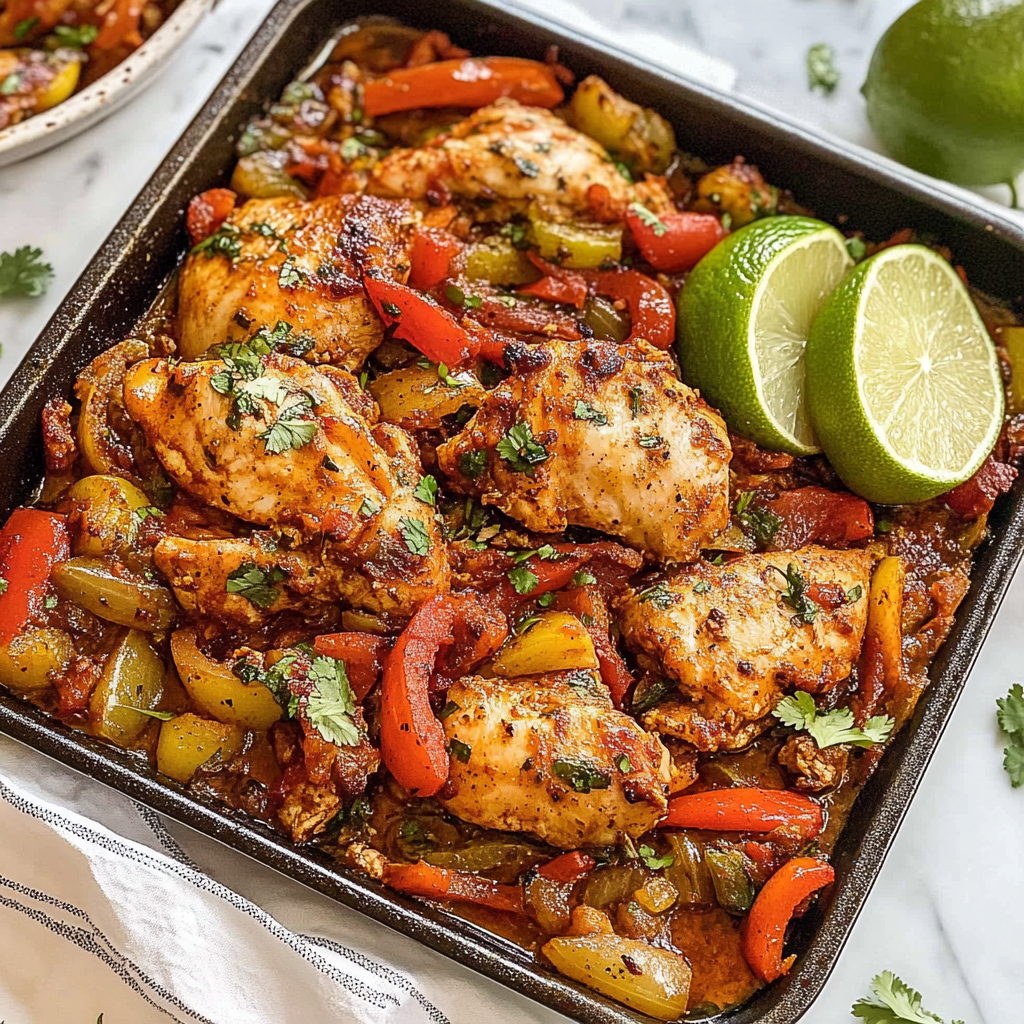Recipe preparation for Sheet Pan Fajita Chicken Thighs
