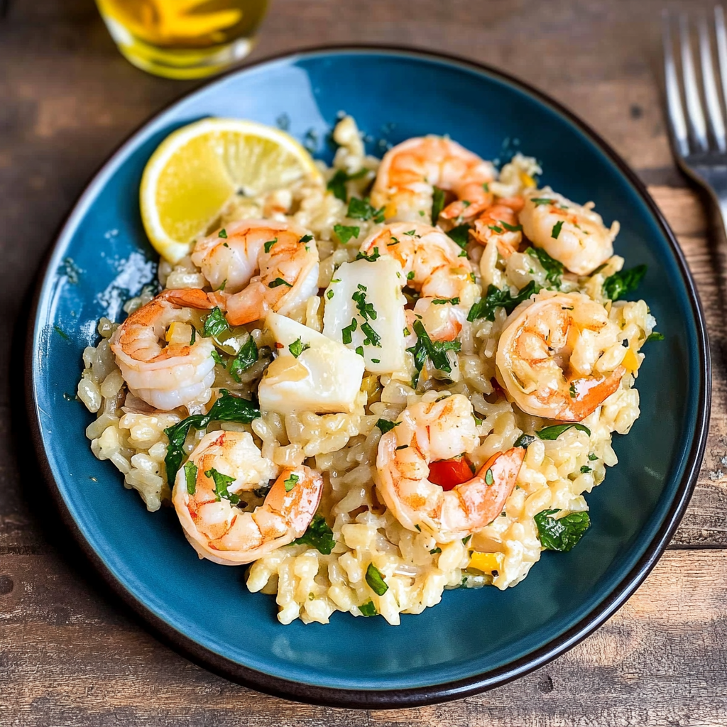 Recipe preparation for Instant Pot Shrimp Risotto