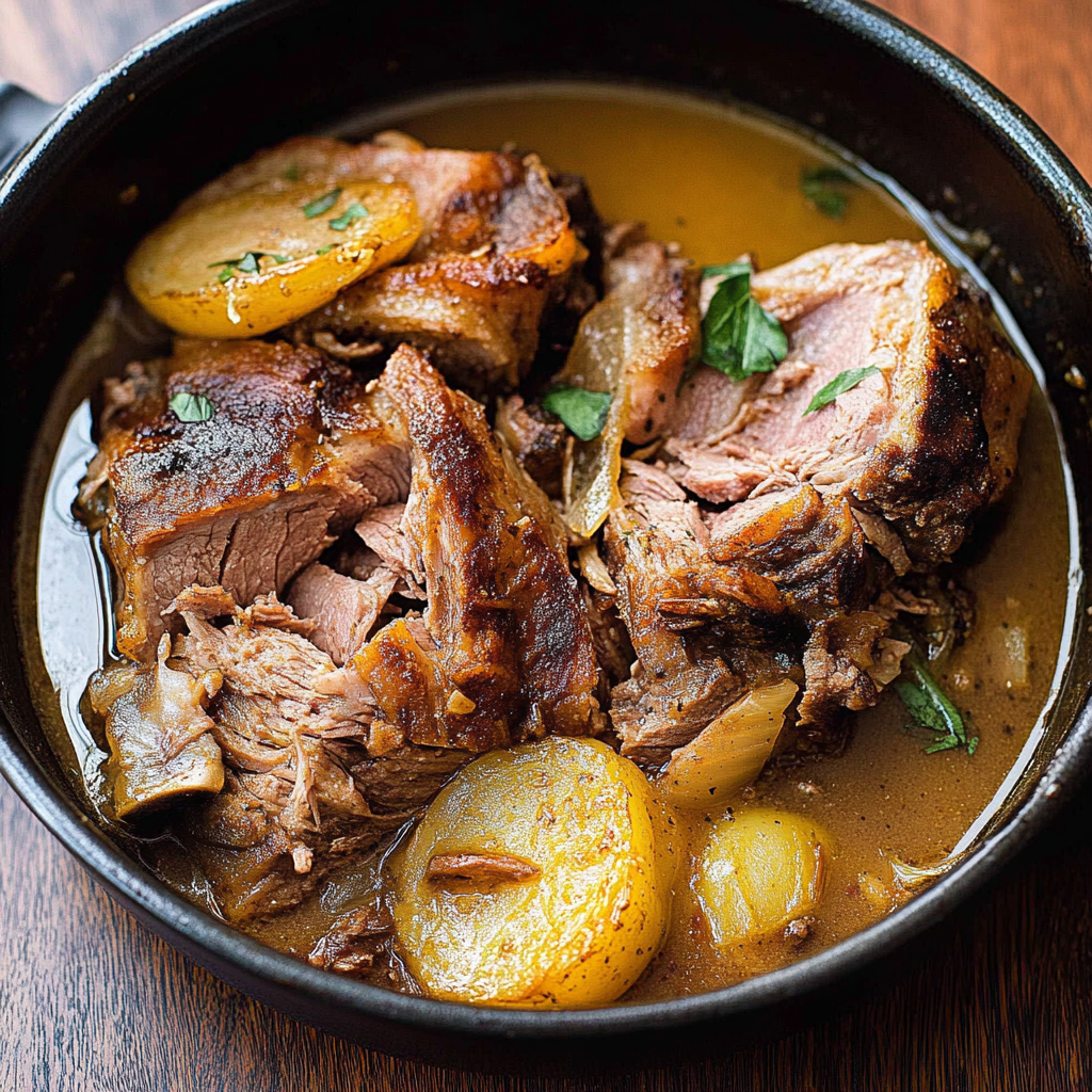 Recipe preparation for Slow Cooker Apple Cider Braised Pork