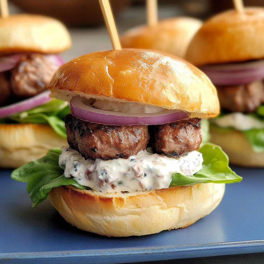 Recipe preparation for 30-Minute Greek Lamb Sliders