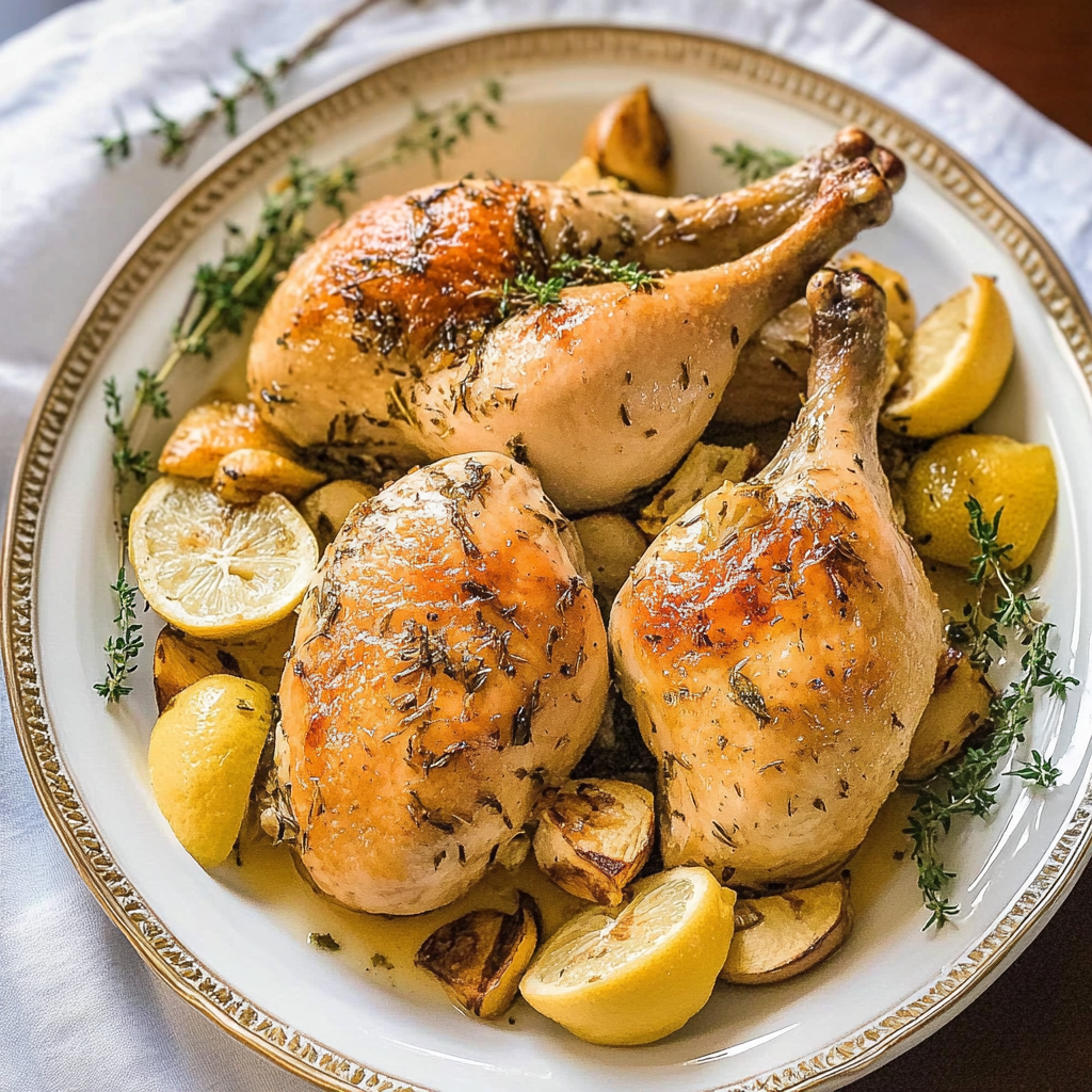 Recipe preparation for Slow Cooker Lemon Garlic Whole Chicken