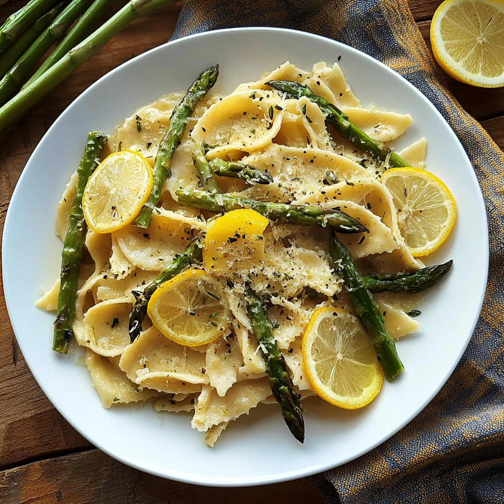 Recipe preparation for 30-Min Lemon Asparagus Pasta
