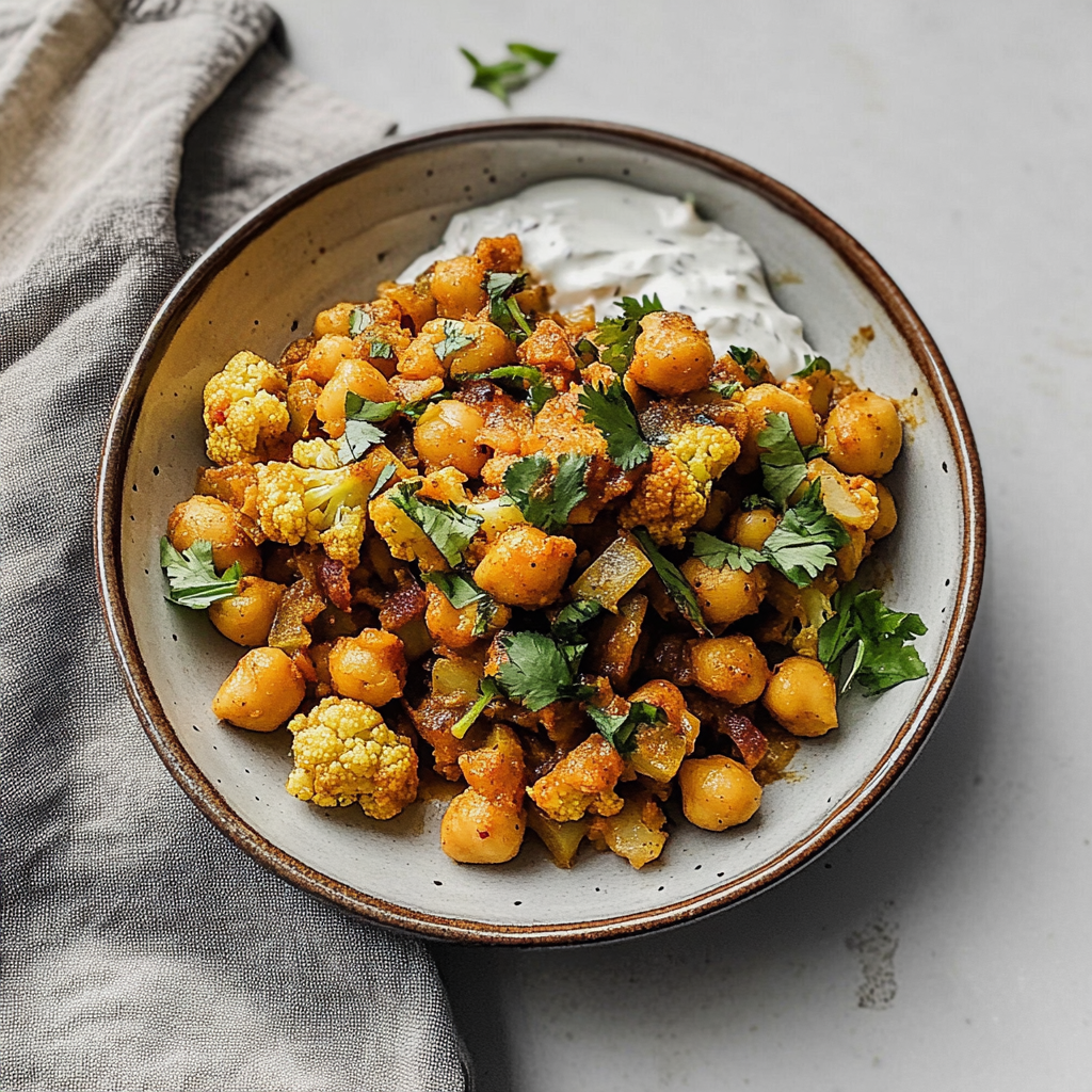 Recipe preparation for Sheet Pan Curry Cauliflower & Chickpeas