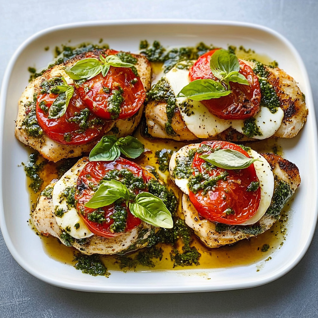 Recipe preparation for 30-Min Pesto Chicken Caprese